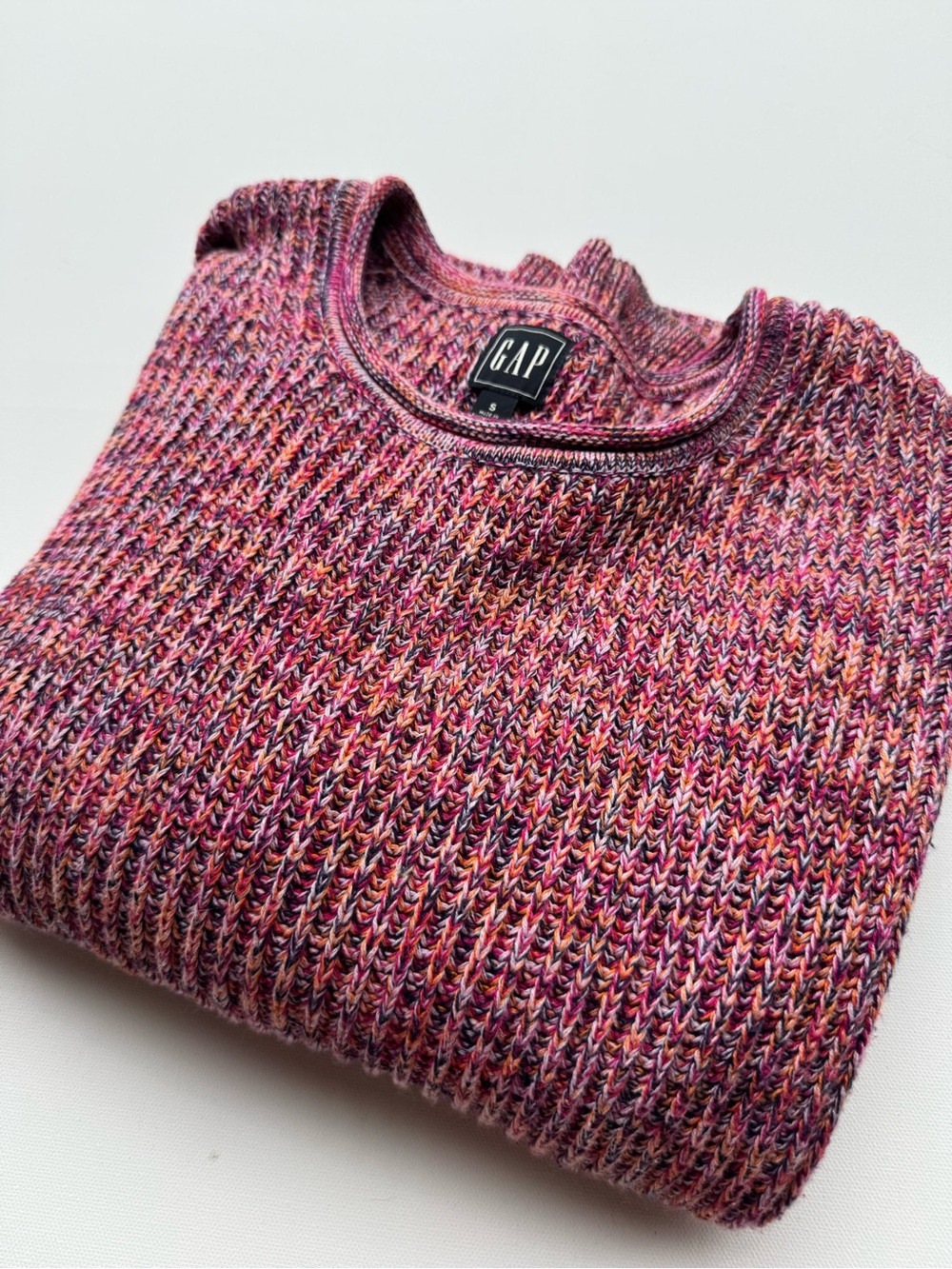 GAP NWOT Multicolor Pink Marled Crew Neck Sweater, Size S